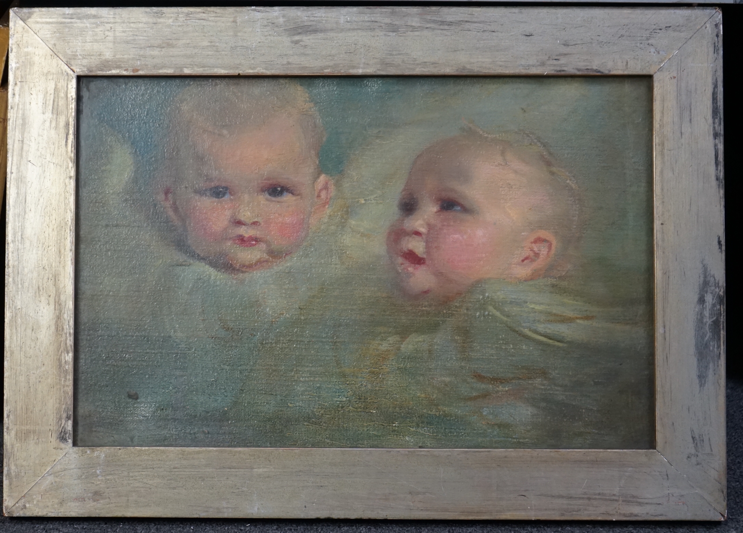Frank O. Salisbury (English, 1874-1962) Study of Reynolds angels, oil on canvas, 28.5 x 44cm